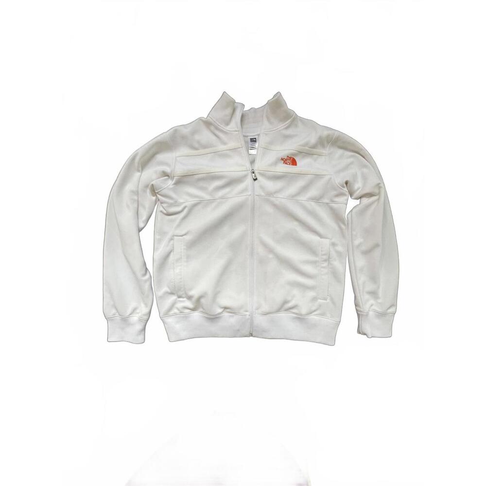 The North Face White Men's Full Zip Jacket w/ Orange Logo - XL